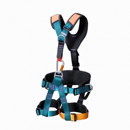 Full-Body Climbing Harness (5 Points) - Green, Orange